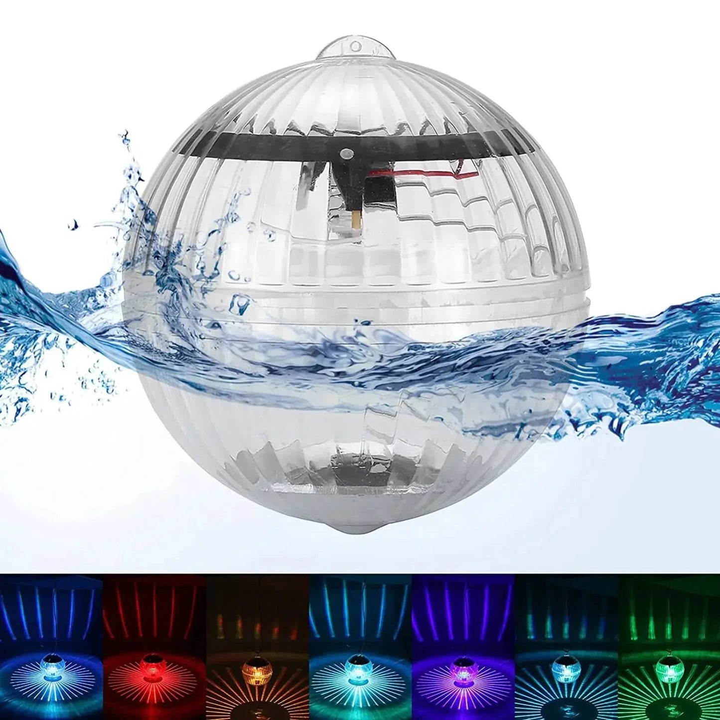 Outdoor Solar LED Floating Light Garden Pond Pool Lamp Rotating RGB Color Change Anti Spier