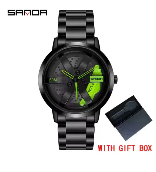 Men's 3D Car Wheel Sports Watch - Waterproof Quartz Anti Spier