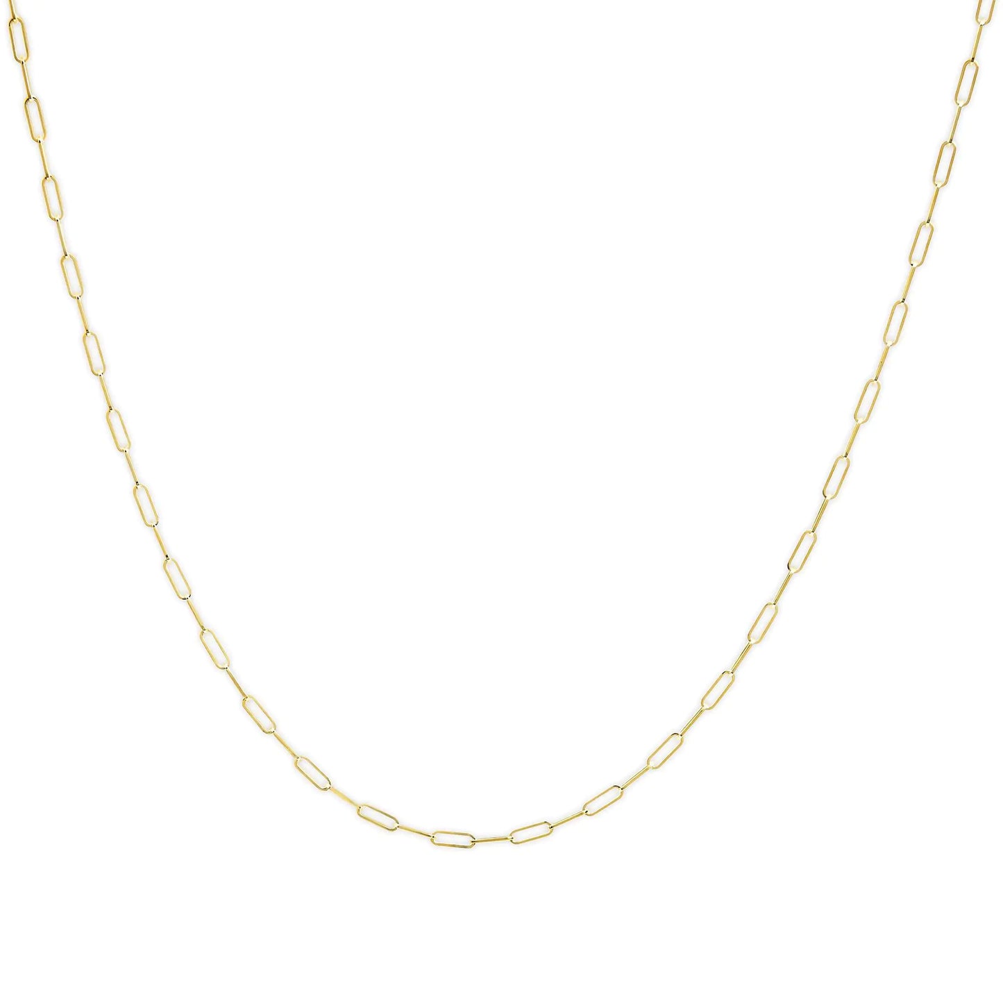 Unisex Solid 14K Gold 2.5mm Paperclip Chain Necklace - Anti Spier 