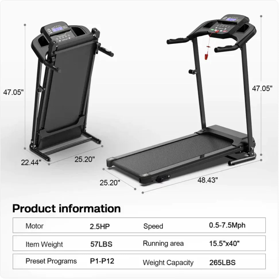 Folding Treadmill with Pulse Sensor Anti Spier