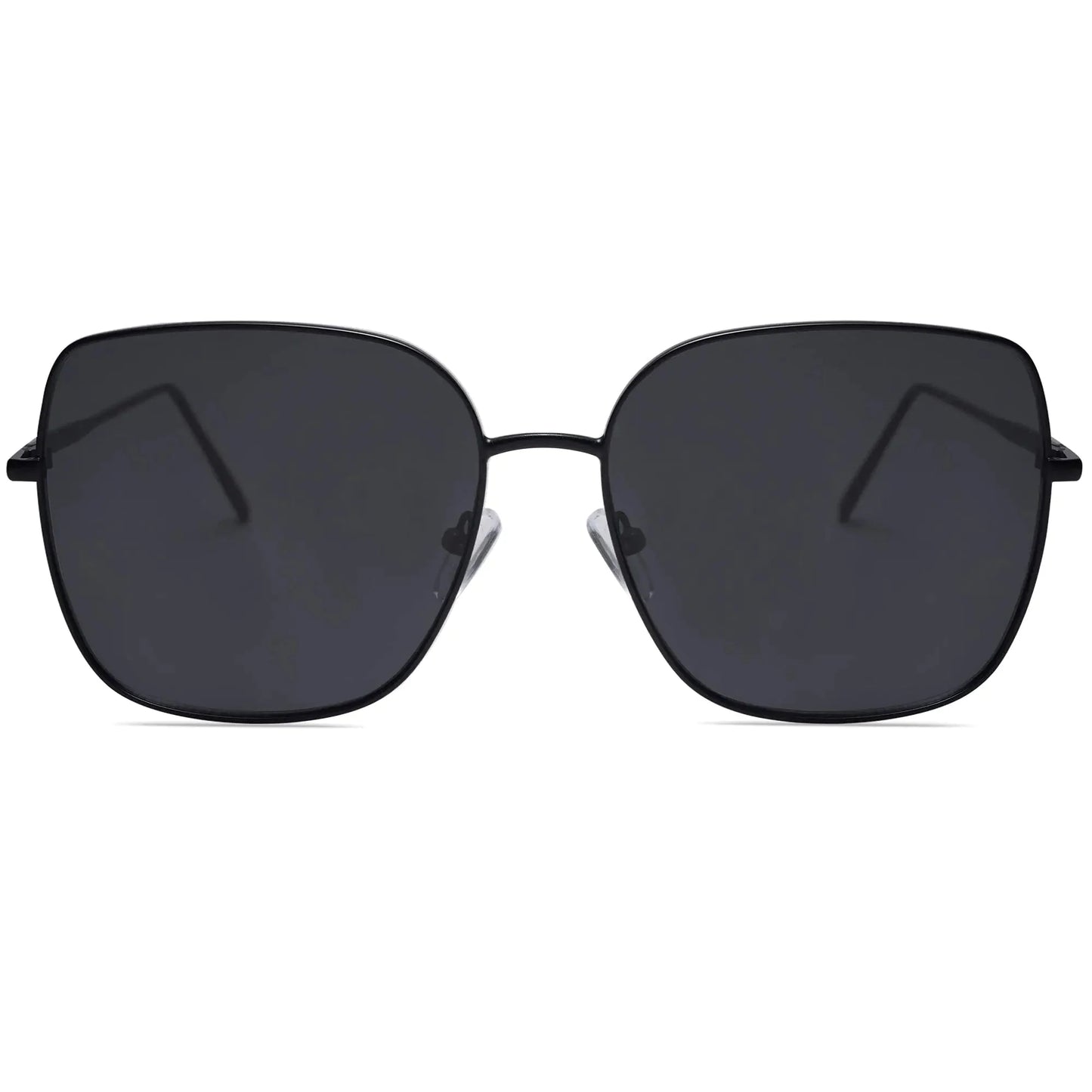 SOJOS Trendy Oversized Square Metal Frame Sunglasses for Women Men Flat Mirrored Lens UV Protection Sunglasses SJ1146 Black/Grey Anti Spier