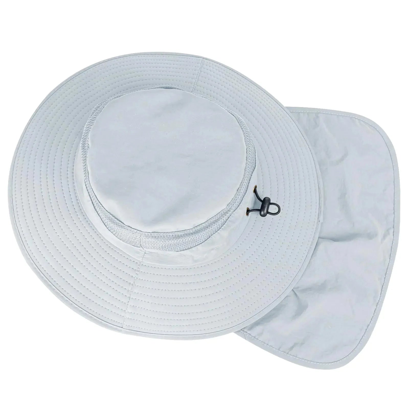 Sun Hats for Men Women Fishing Hat UPF 50+ Breathable Wide Brim Bucket Hats Summer UV Protection Safari Hat with Neck Flap Black/Light Grey 2 Anti Spier