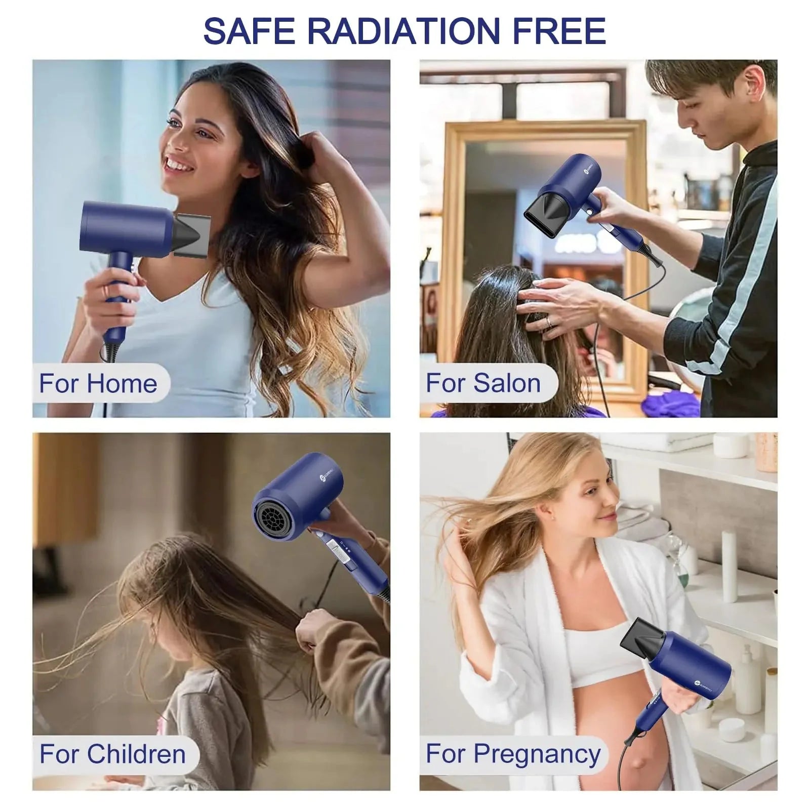 Slopehill Professional Ionic Hair Dryer, Powerful 1800W Fast Drying Low Noise Blow Dryer with 2 Concentrator Nozzle 1 Diffuser Attachments for Home Salon Travel (Prussian Blue) Prussian Blue Anti Spier