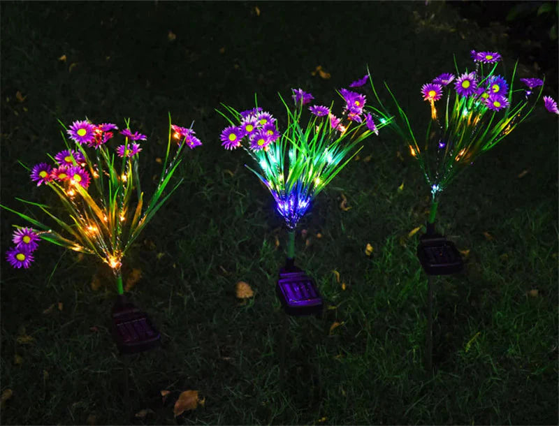 Solar Garden Lights LED Flower Stake Lamp Outdoor Yard Waterproof Patio Decor Anti Spier