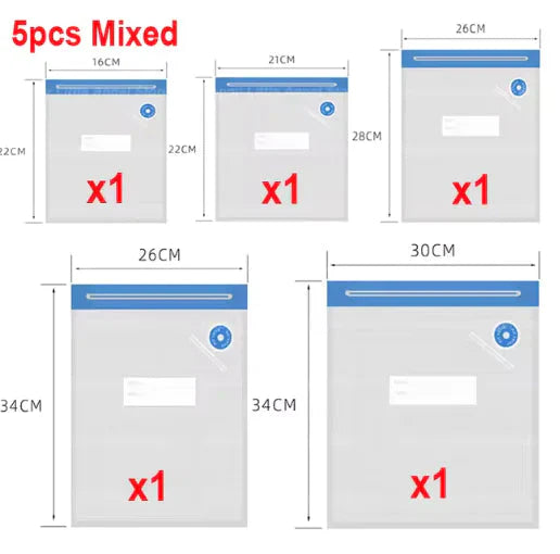 Reusable Vacuum Sealer Bag Kitchen Food Storage Zipper Bag Air Valve Pump Seal Vegetables Meat Snack Sealer Fresh Keeping Bag Anti Spier