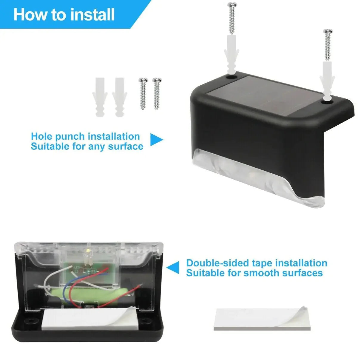 8 Pack New Solar Deck Lights Outdoor Waterproof LED Steps Lamps For Stairs Fence Anti Spier