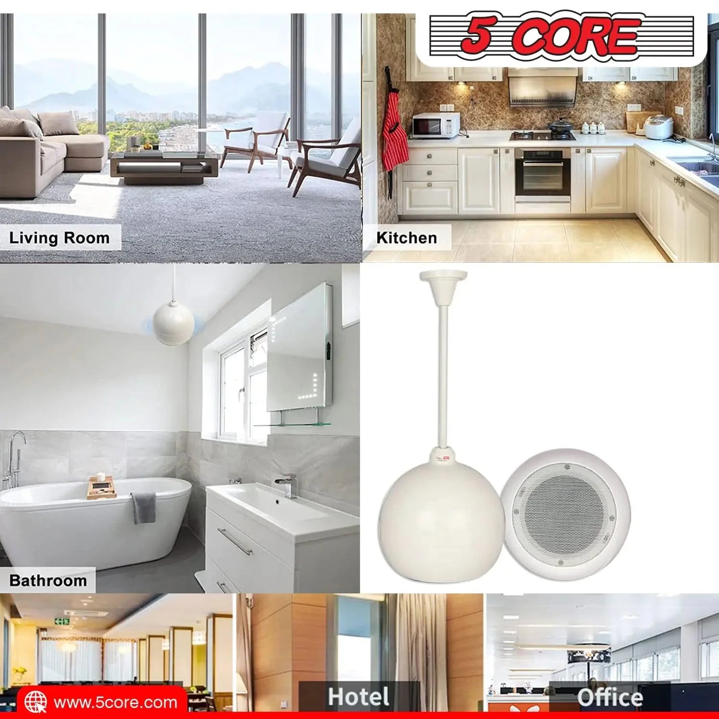 5Core Pendant Hanging Wall Speaker 15W Commercial Ceiling Mount speakers 8 Ohm Office Home Restaurant Anti Spier