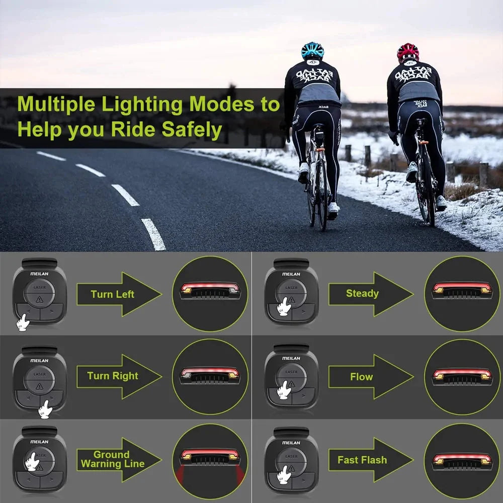 Smart Auto Brake Sensing Light Bicycle Wireless Turn Light Anti Spier