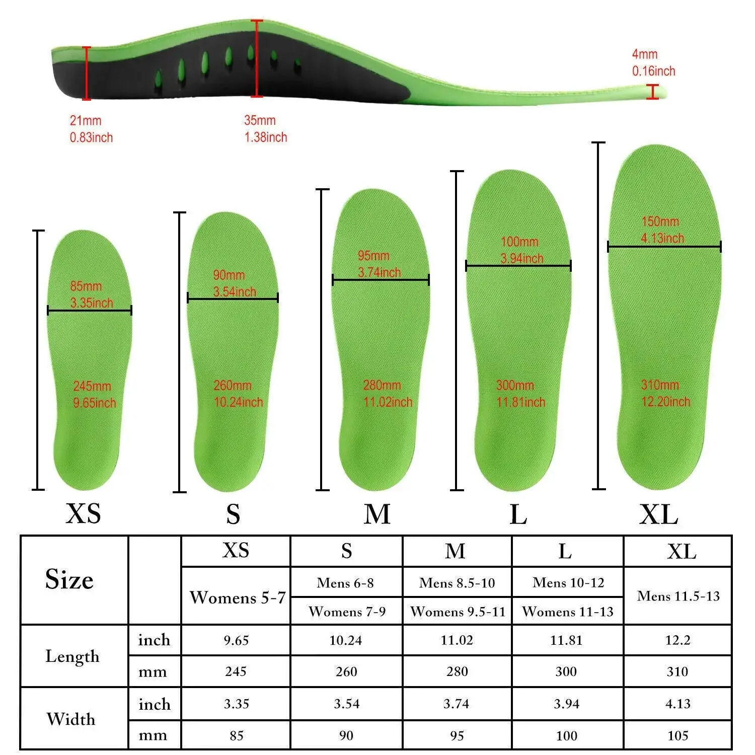 Orthotic Shoe Insoles Inserts Flat Feet High Arch Support For Plantar Fasciitis Anti Spier