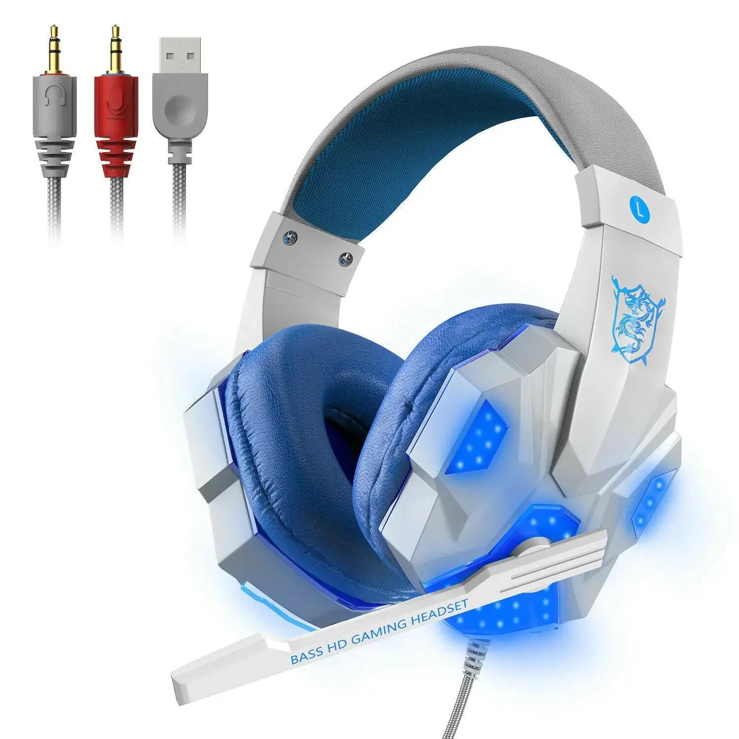 3.5mm Gaming Headset Mic LED Headphones Stereo Bass Surround For PC PS4 Xbox One Anti Spier