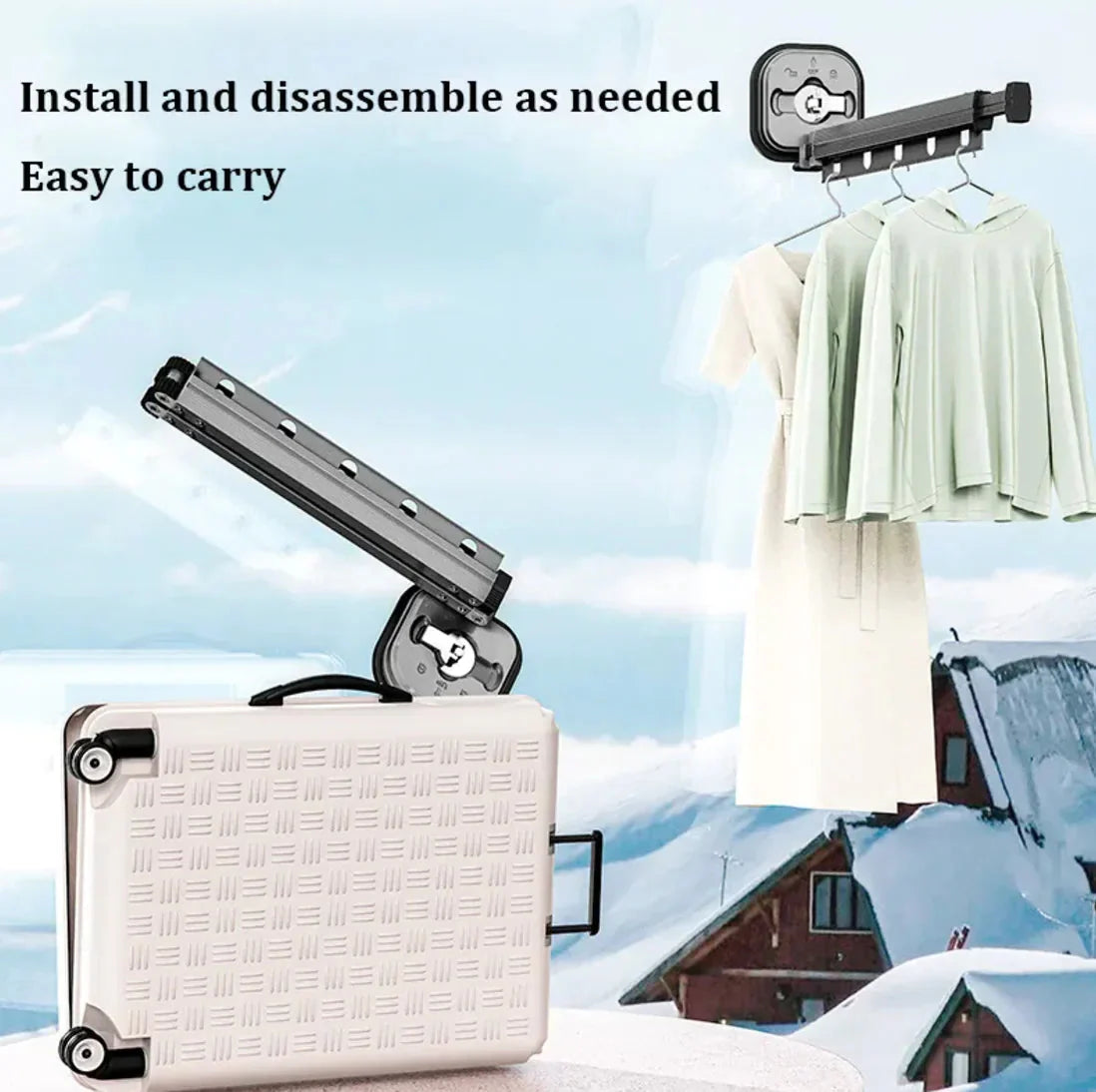 Retractable Aluminum Suction Cup Clothes Hanger Anti Spier
