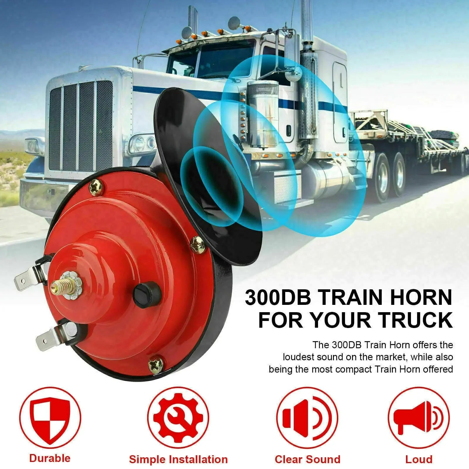 2PC 12V 300DB Super Loud Train Air Horn Waterproof Motorcycle Car Truck SUV Boat Anti Spier