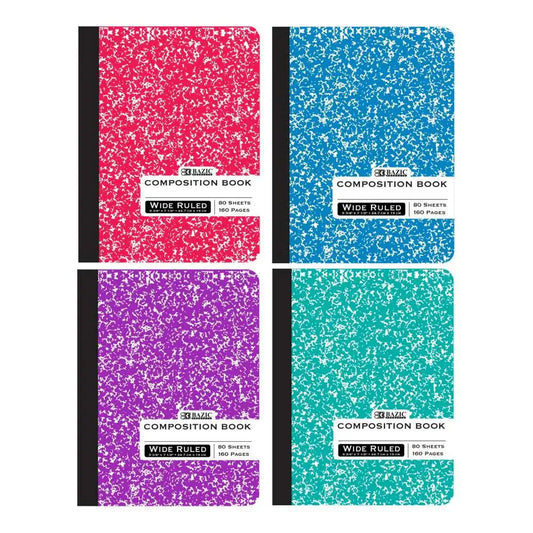Composition Book Assorted Color Marble W/R 80 Ct. Anti Spier