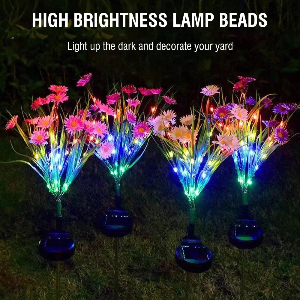 Solar Garden Lights LED Flower Stake Lamp Outdoor Yard Waterproof Patio Decor Anti Spier