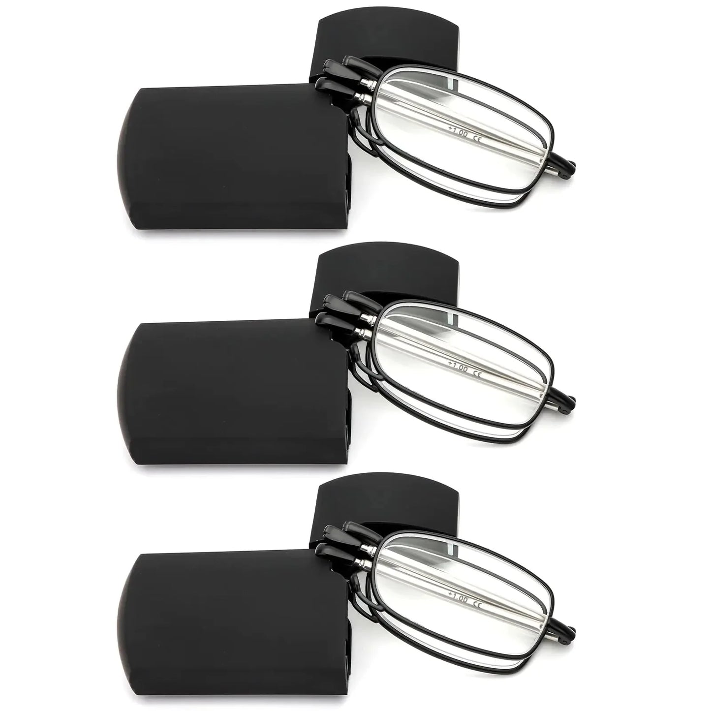 3 Pack Folding Reading Glasses for Men Women Blue Light Blocking Computer Readers Spring Hinge with Small Compact Case Black 2.75 Anti Spier