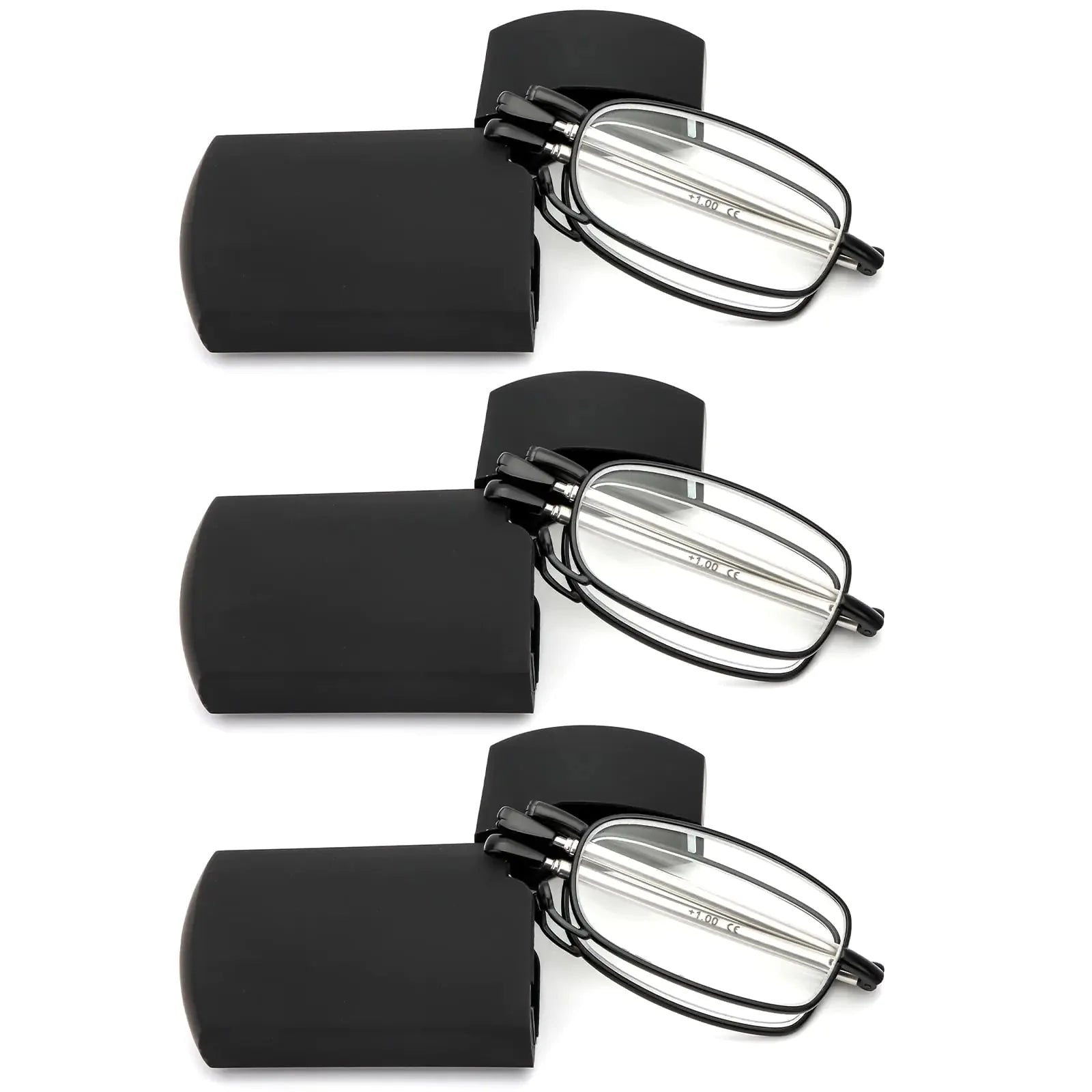 3 Pack Folding Reading Glasses for Men Women Blue Light Blocking Computer Readers Spring Hinge with Small Compact Case Black 2.75 Anti Spier