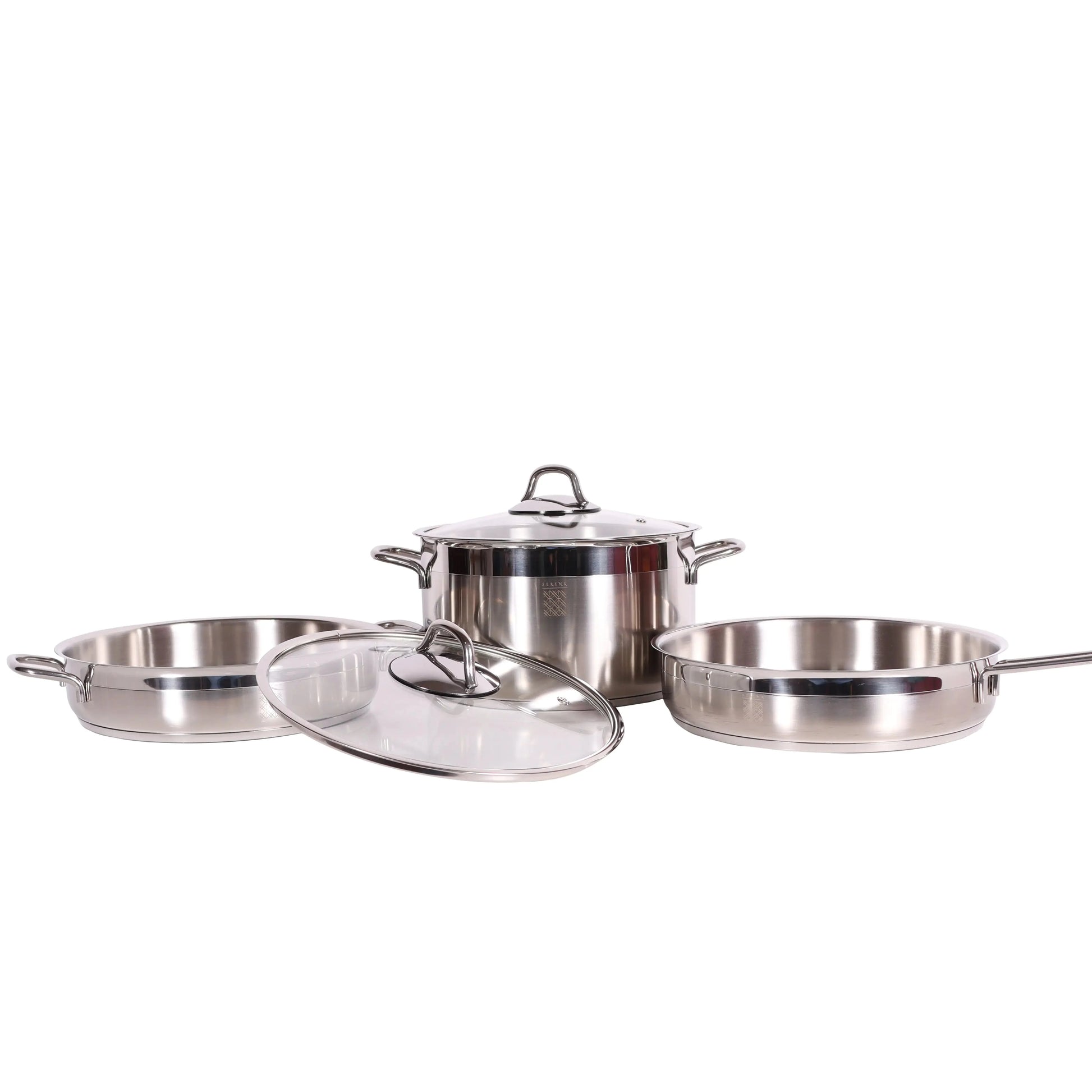Serenk Modernist 5 Piece Stainless Steel Pots and Pan Set Anti Spier