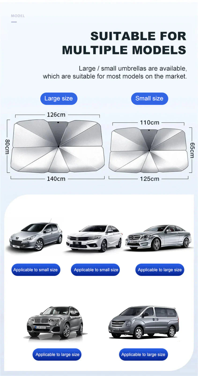 57" Car Windshield Sun Shade Foldable Umbrella Front Window Cover Visor Umbrella Anti Spier