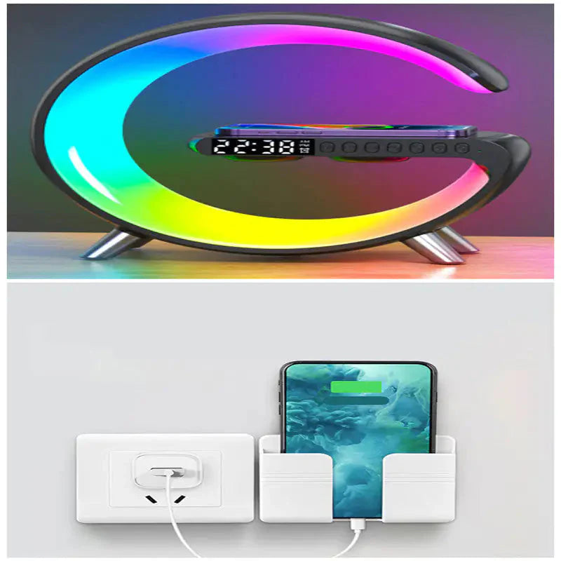 New Intelligent G Shaped LED Lamp Bluetooth Speake Wireless Charger Atmosphere Lamp App Control For Bedroom Home Decor Anti Spier