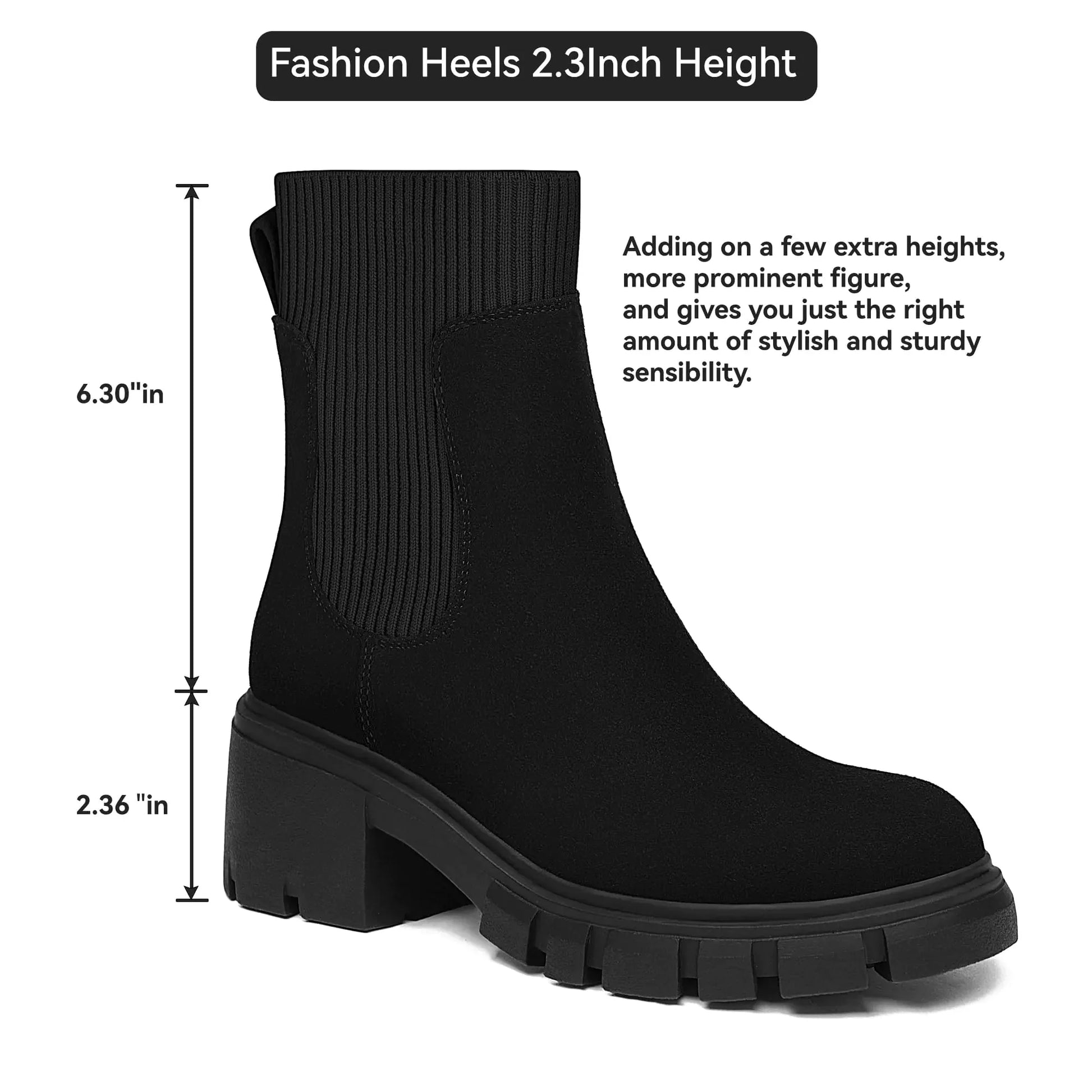 Athlefit Women's Chelsea Boots Fashion Slip on Platform Ankle Boots Lug Sole Chunky Booties 8 02black Anti Spier