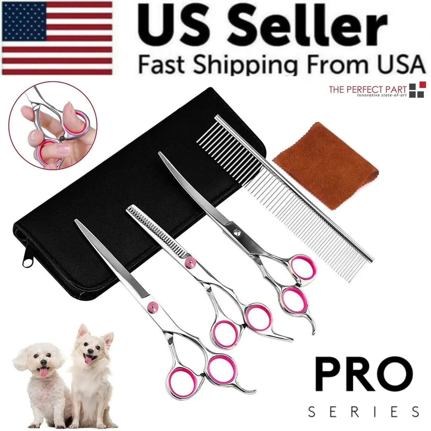 Pet Dog Grooming Scissors Stainless Straight Curved Thinning Shears Trimmer Kits Anti Spier