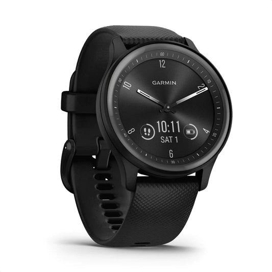 Garmin vivomove Sport Hybrid Smartwatch Health and Wellness Features Touchscreen Black Anti Spier