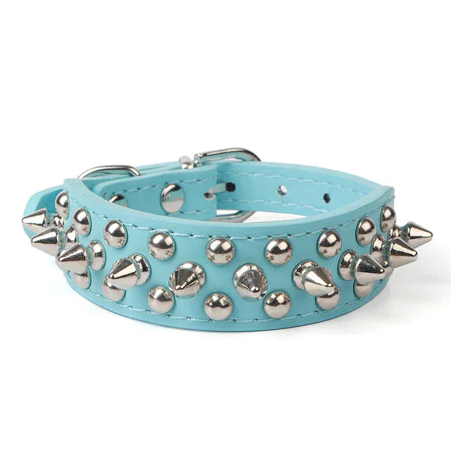Spiked Studded Leather Dog Collar Rivets Pet Small Large Cat Pit Bull Adjustable Anti Spier