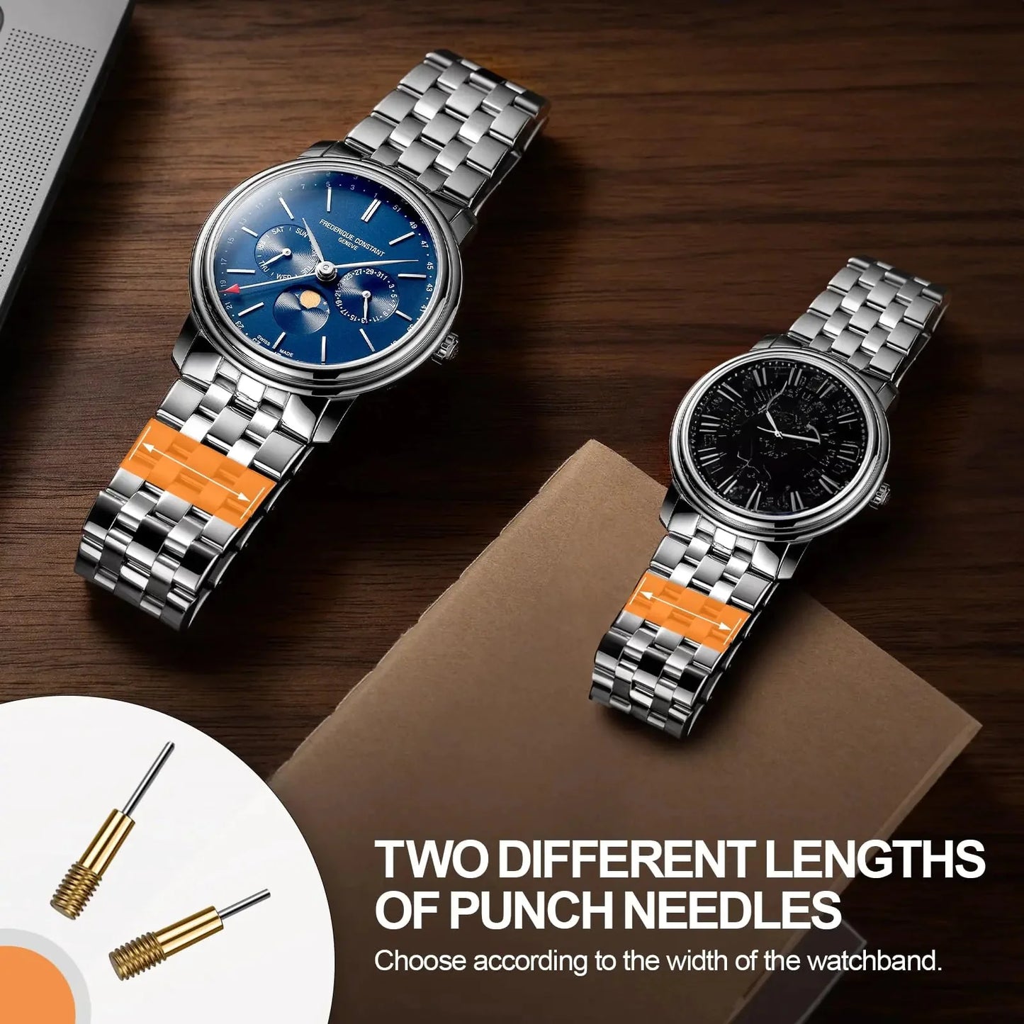 JOREST Watch Link Removal Kit, Resizing Tool for Bracelet Adjustment & Replacement, Pin Remover for Sizing Strap, Watch Adjuster, Hammer for Watch Repair, Adjust Band, with User Manual, Punches Orange Anti Spier