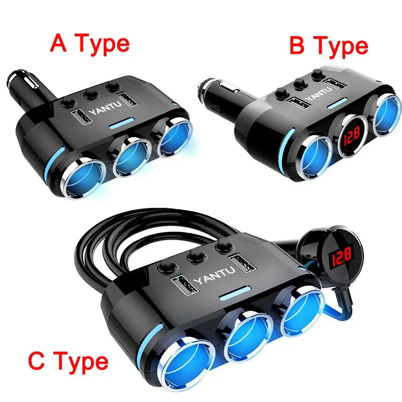 12V-24V Car splitter Cigarette Lighter Socket Plug Dual USB Charger Adapter Anti Spier