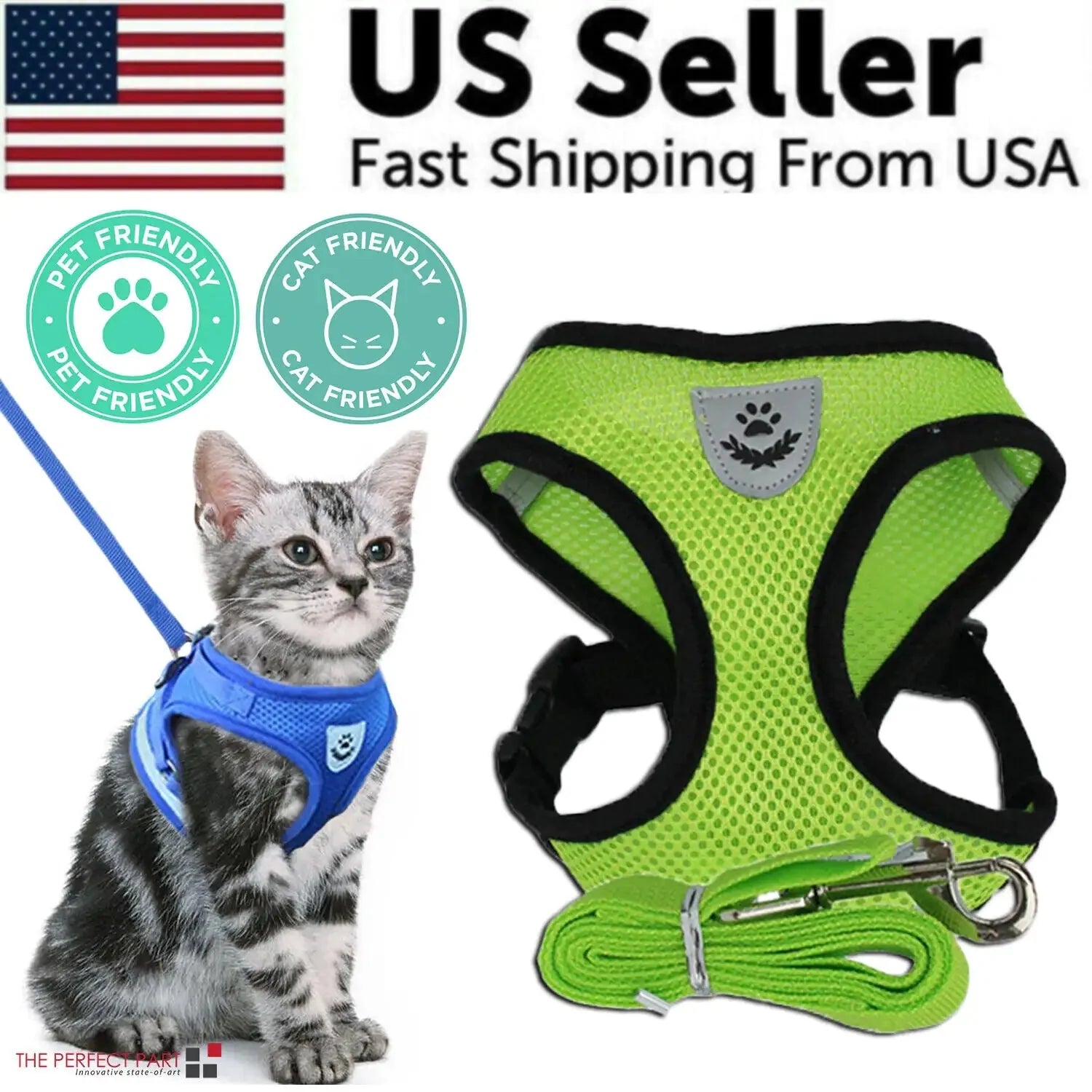 Cat Dog Pet Harness Adjustable Control Vest Dogs Reflective S M L XL Leash Anti Spier