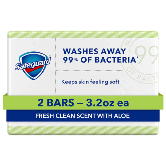 Safeguard Micellar Deep Cleansing Bath Bar Soap, Washes Away 99 Percent of Bacteria, Leaves Skin Soft, Fresh Clean Scent with Aloe, 3.2 oz (2 Count) 2 Count (Pack of 1) Anti Spier