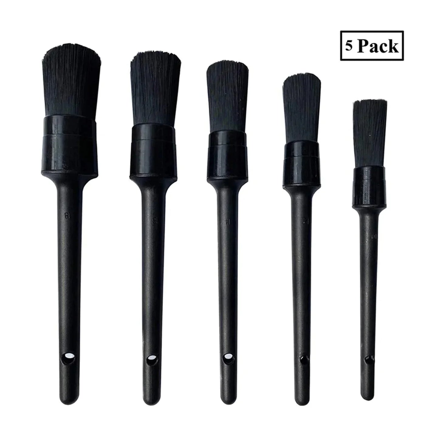 5PC Car Detailing Brush Kit Boar Hair Vehicle Auto Interior For Wheel Clean Sets Anti Spier