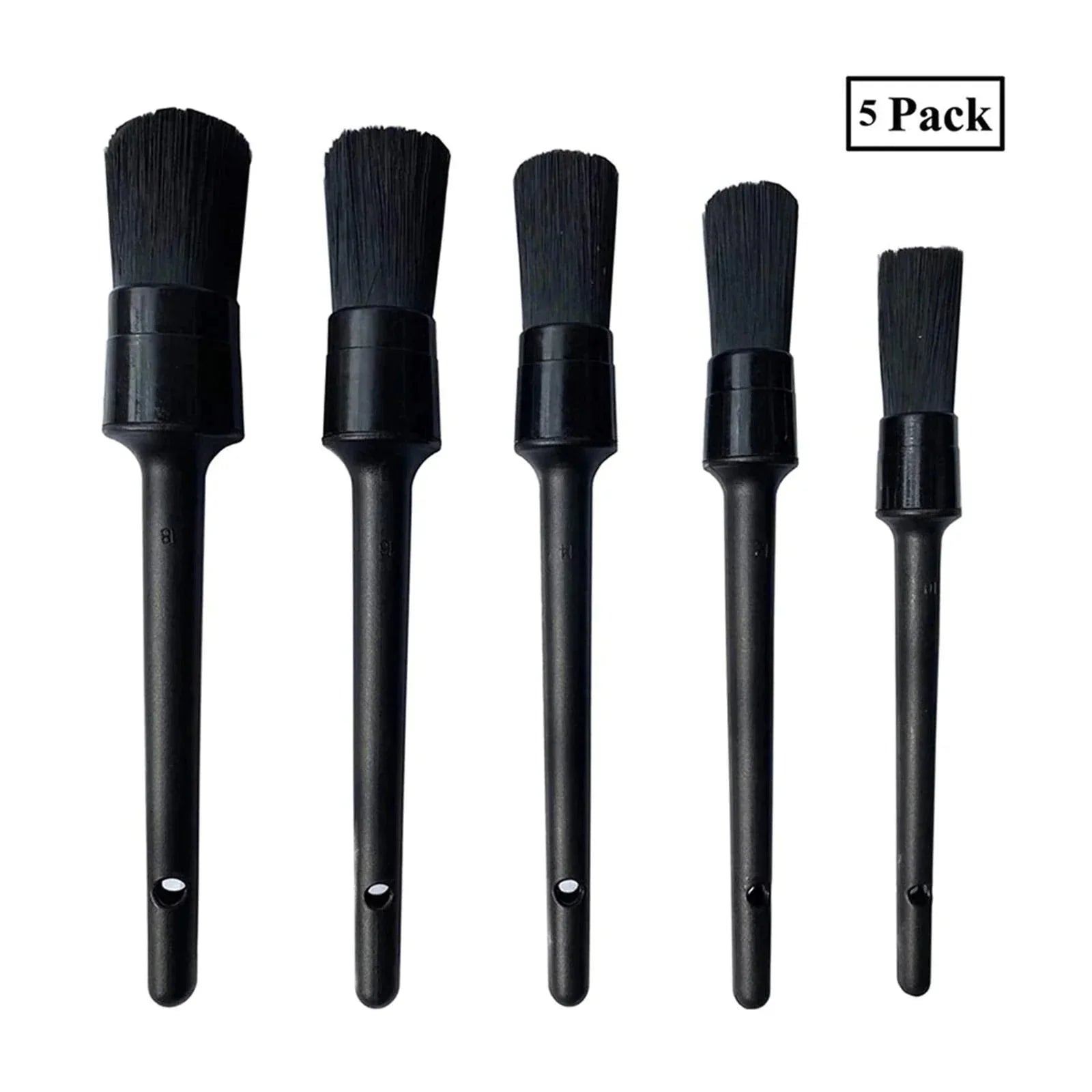 5PC Car Detailing Brush Kit Boar Hair Vehicle Auto Interior For Wheel Clean Sets Anti Spier
