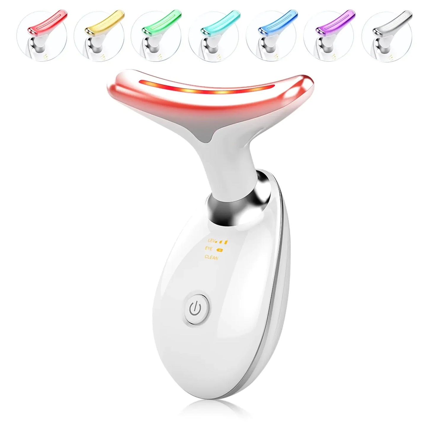 7 Color Light Based Multifunctional Facial Massager, Face Massager Tool for Skin Care at Home, Glossy White Anti Spier