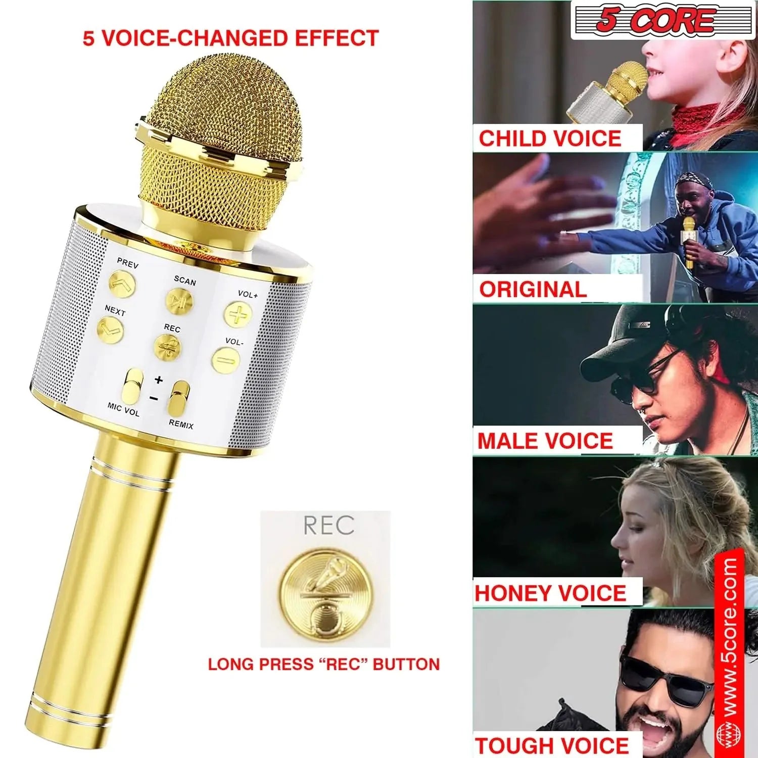 5Core Wireless Karaoke Microphone Bluetooth Mic Portable Handheld Microfonos Inalambricos Anti Spier