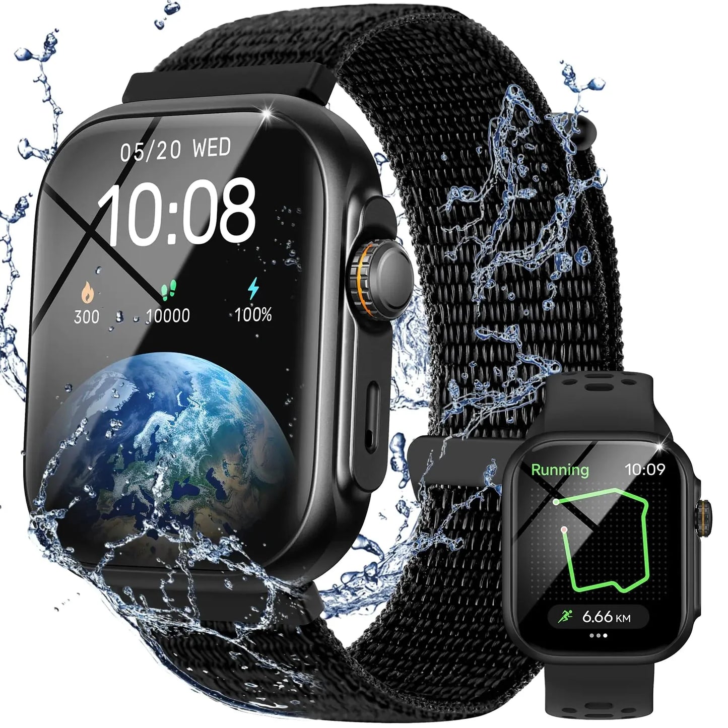 Parsonver Smart Watch for Men Women Built-in GPS Bluetooth Calling 30M Waterproof GPS Fitness Tracker Heart Rate/Sleep/SpO2 Monitor Step Counter 100+ Sport Modes for Android & iPhone (Two Bands) Anti Spier