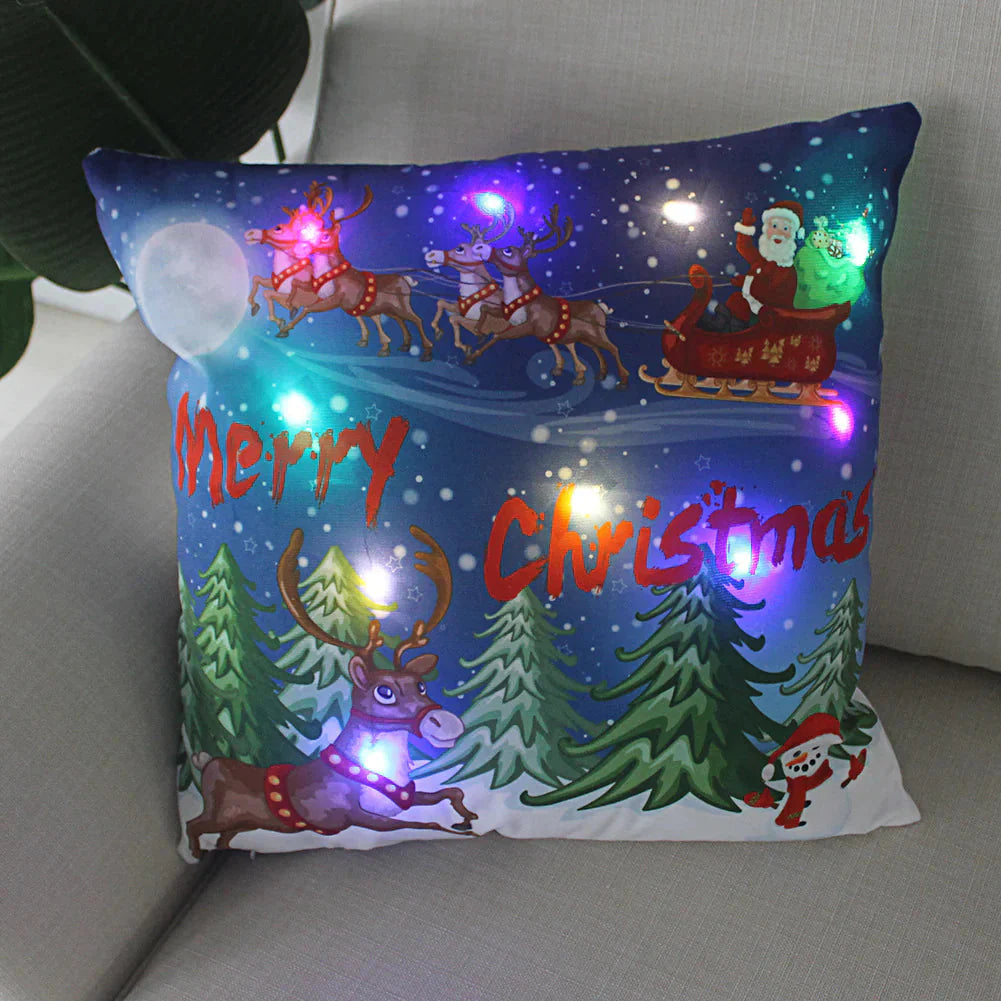 Super Soft Plush Christmas LED Lantern Pillowcase Anti Spier