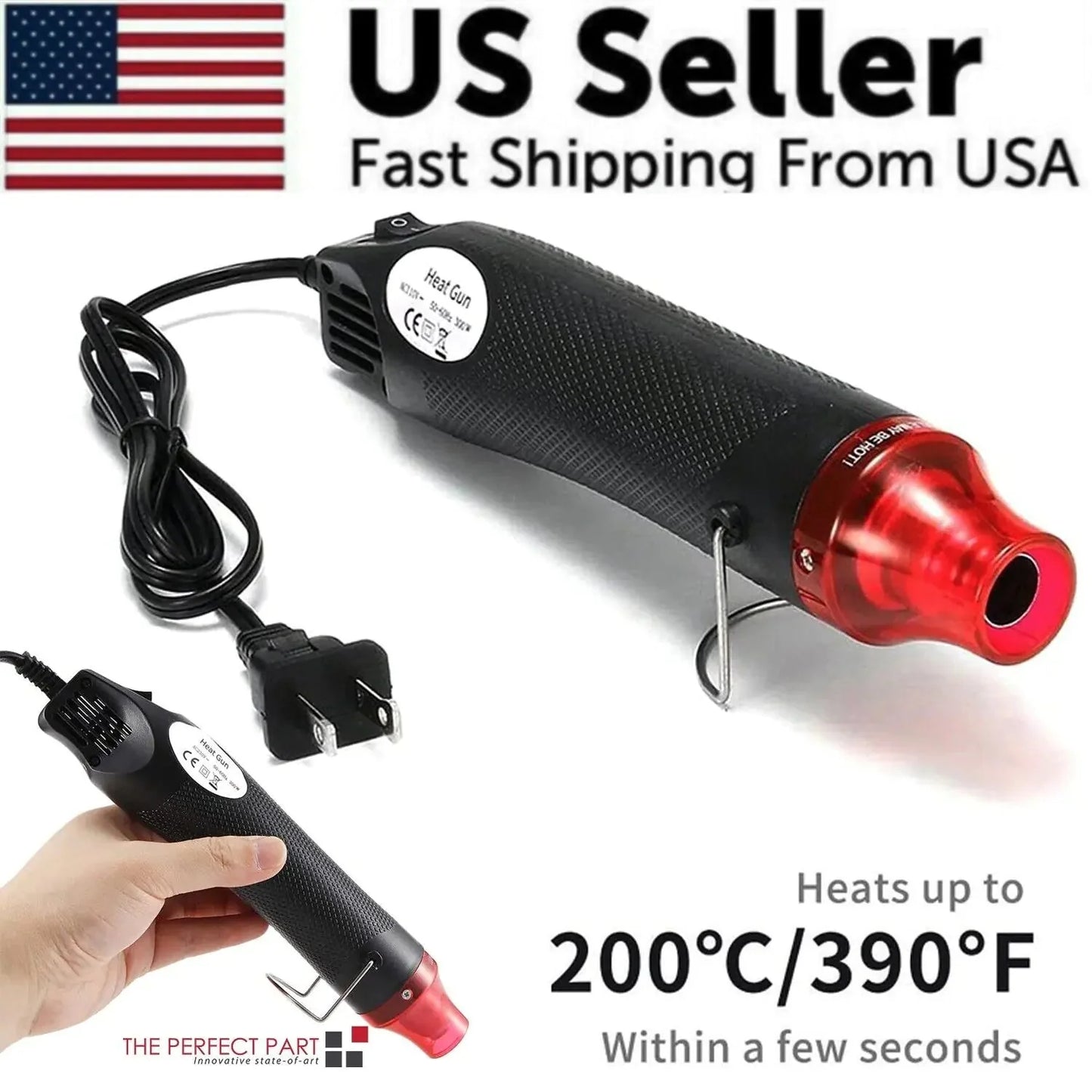 Mini Heat Gun DIY Electric Nozzles Tool Hot Air Gun Embossing Drying Paint USA Anti Spier