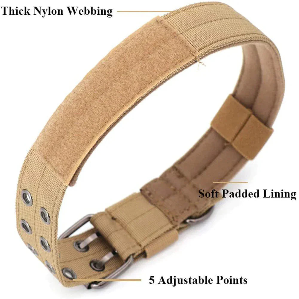 2" Wide Tactical Heavy Duty Nylon Large Dog Collar K9 Military With Metal Buckle Anti Spier