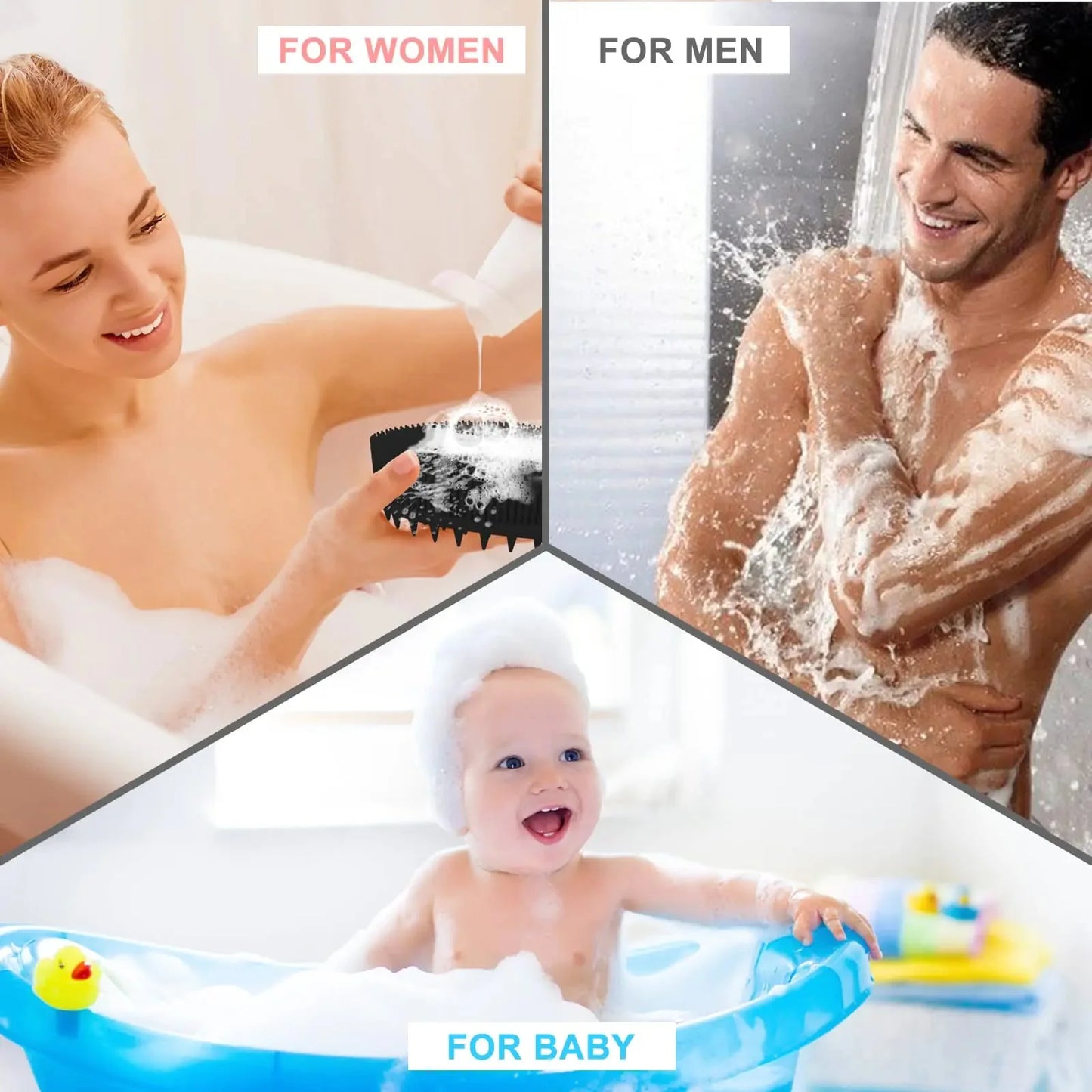 Upgrade Body Scrubber and Hair Shampoo Brush, All in One, Premium Silicone Loofah, Exfoliating Body Brush, Shower Scrubber for Body, Scalp Massager for Women, Men, Pet (1PC Black) Anti Spier