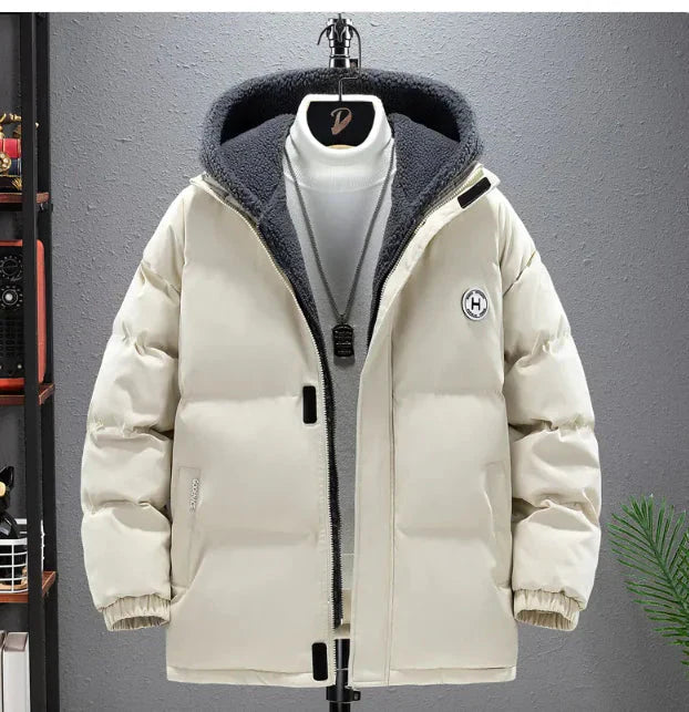 Berber Fleece Coat Cotton-padded Coat Men's Fake Two Pieces Hooded Cotton Jacket Thick Warm Anti Spier