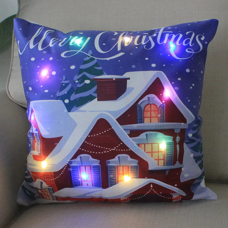 Super Soft Plush Christmas LED Lantern Pillowcase Anti Spier
