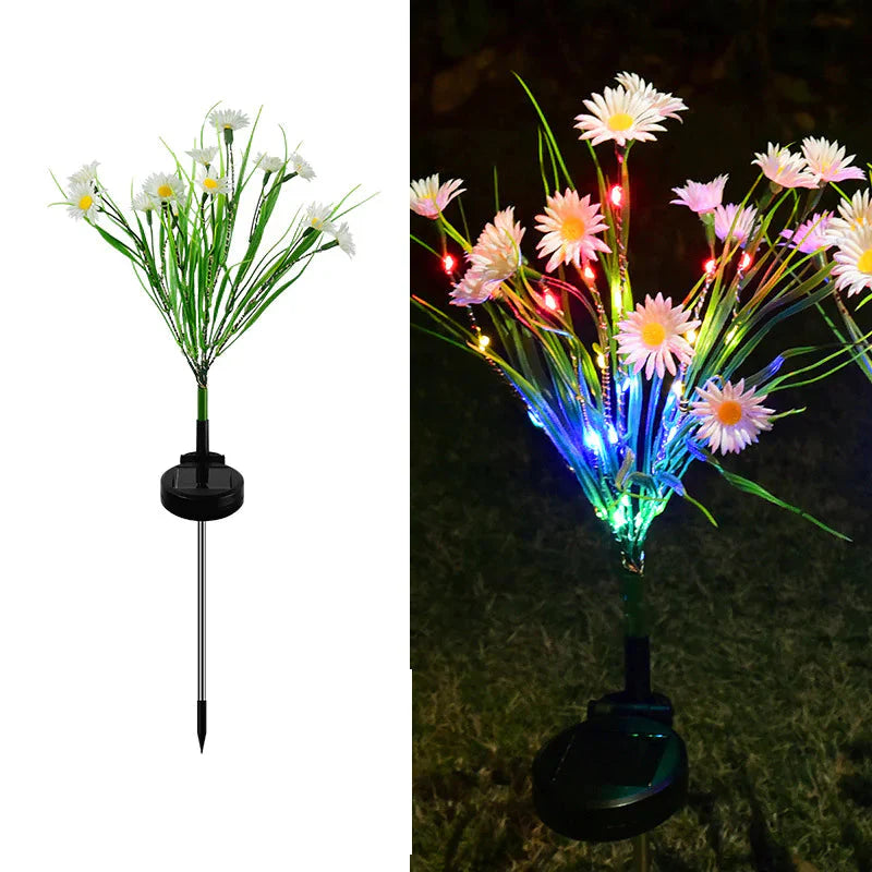 Solar Garden Lights LED Flower Stake Lamp Outdoor Yard Waterproof Patio Decor Anti Spier
