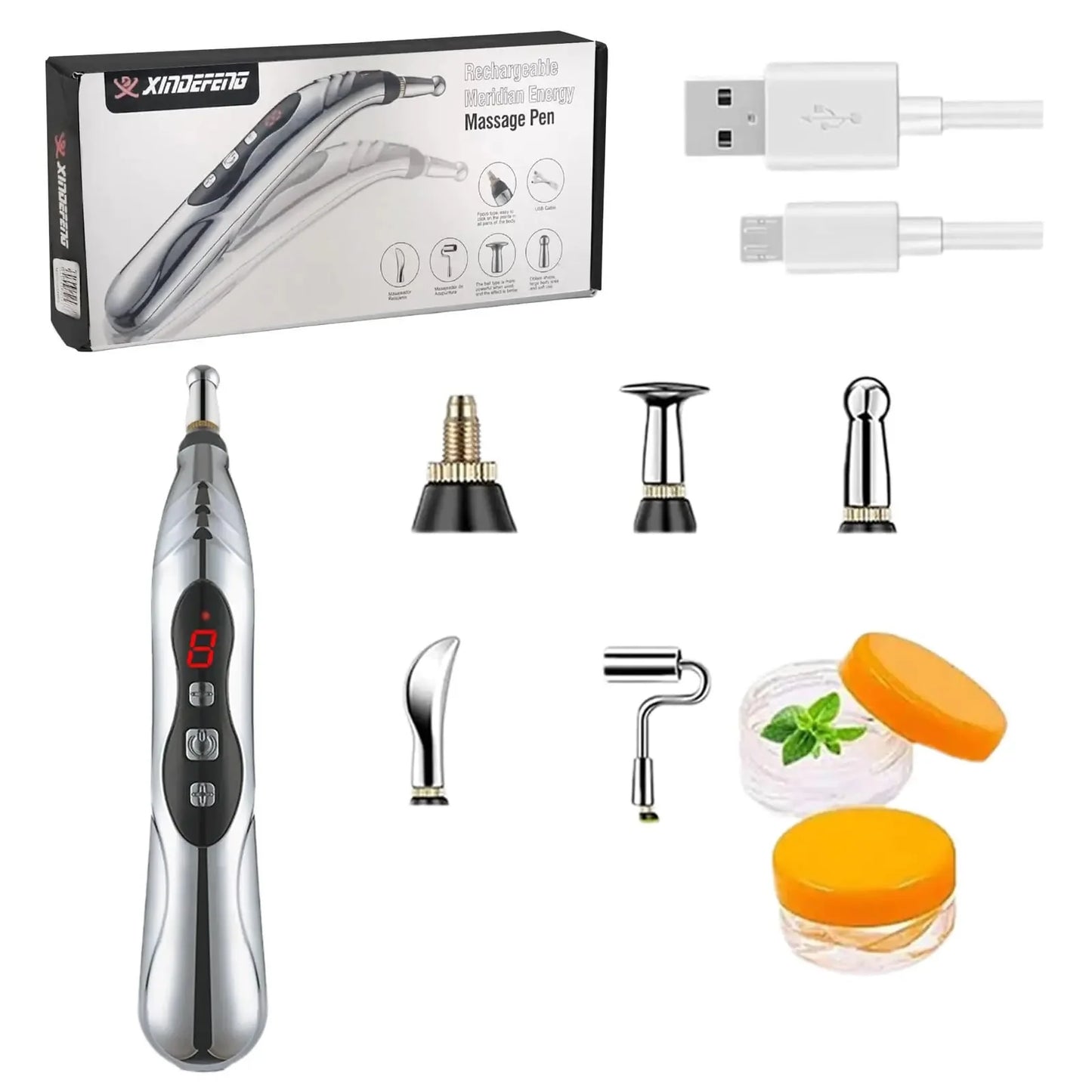 Acupuncture Pen 9 Intensity Levels 5-in-1 Electronic Acupuncture Pen Pain Relief Therapy Rechargeable Powerful Meridian Energy Massage Pen Relief Pain Tools Anti Spier