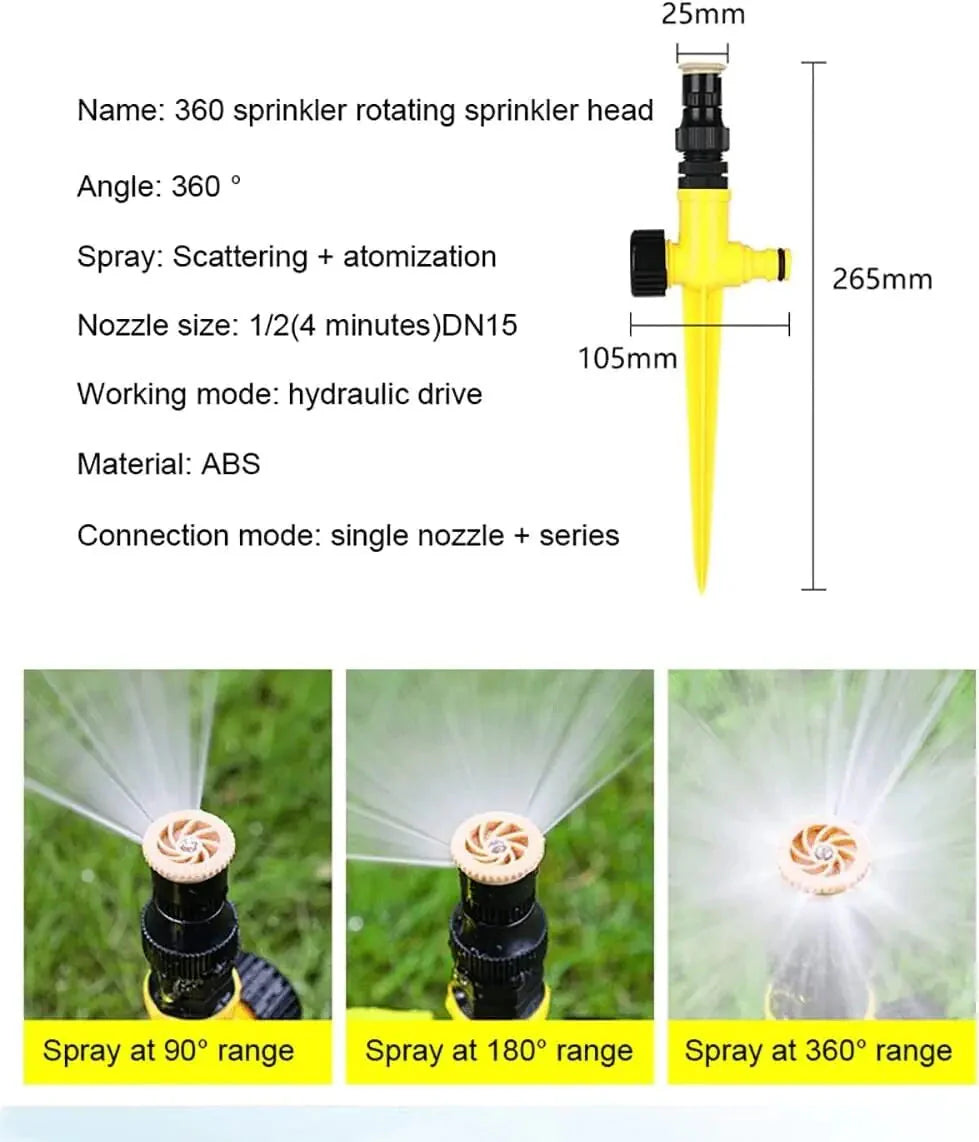 360° Rotation Auto Irrigation System Garden Lawn Sprinkler Patio Save Water USA Anti Spier