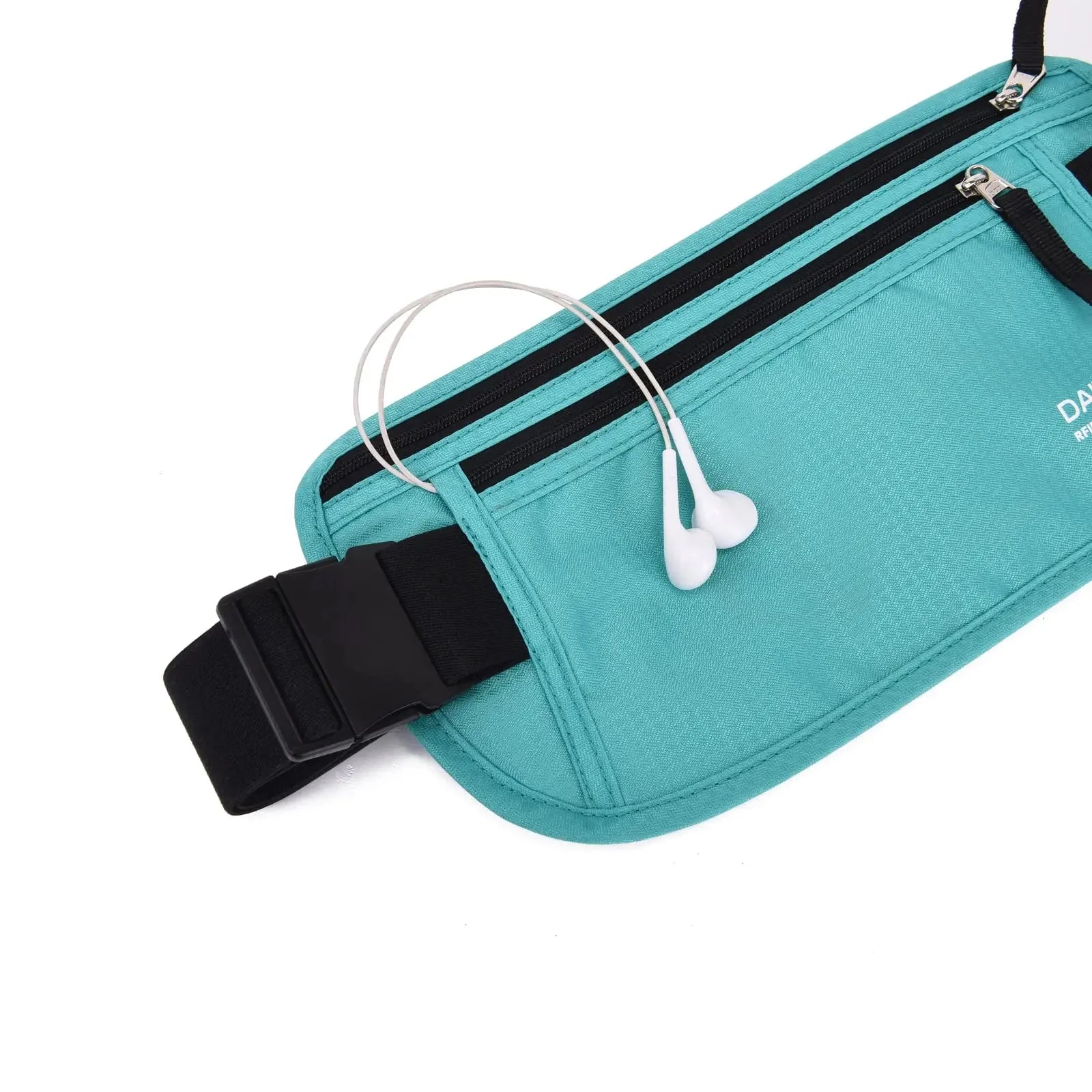 RFID Blocking Money Belt for Men Women, Slim Fanny Pack for Travel，Running,Conceal Waist Wallet for Passport Holder,Phone,Cash(Black Mint Green) Black Mint Green Rfid Blocking & Belt Wide:1.45Inch Anti Spier