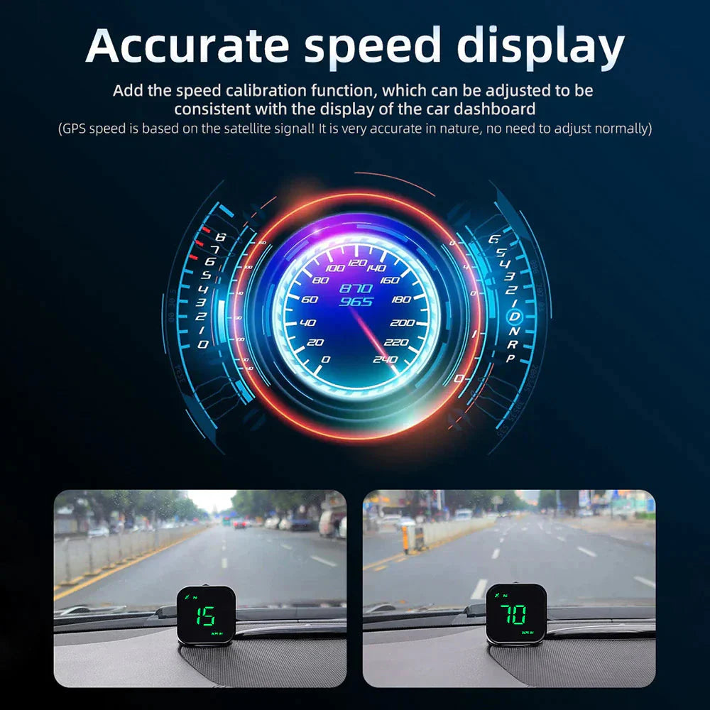 Digital Car HUD GPS Speedometer Head Up Display MPH KMH Compass Overspeed Alarm Anti Spier