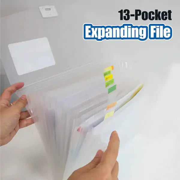 Expanding File Letter Size Translucent Poly 13-Pocket Anti Spier