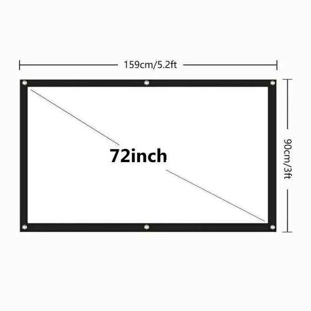 Portable Foldable Projector Screen 16:9 HD Outdoor Home Cinema Theater 3D Movie Anti Spier