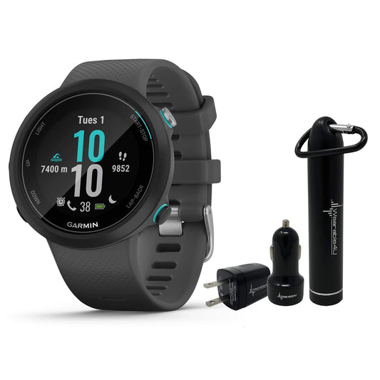 Garmin Swim 2 GPS Swimming Smartwatch with Wearable4U Power Pack Bundle (Slate) 549 Anti Spier